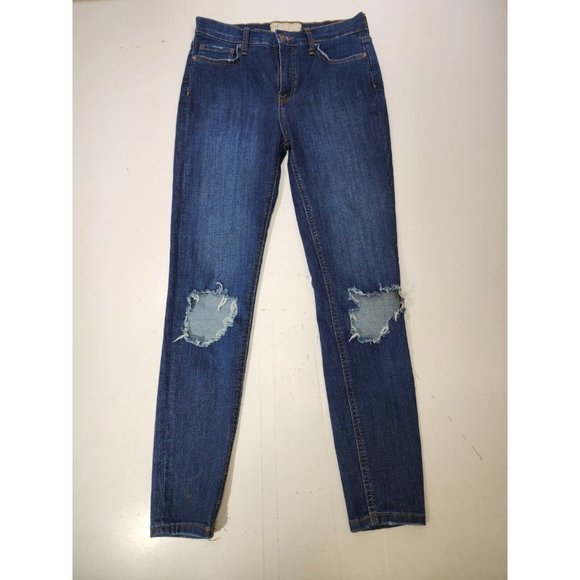 Free People Denim - Free People Women Skinny Jeans Blue Dark Wash Distressed 61855-16515125 Size 28R